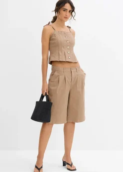 bonprix Top à fines bretelles en toile de coton extensible|Femme Deux Pièces & Ensembles|T-Shirts & Tops