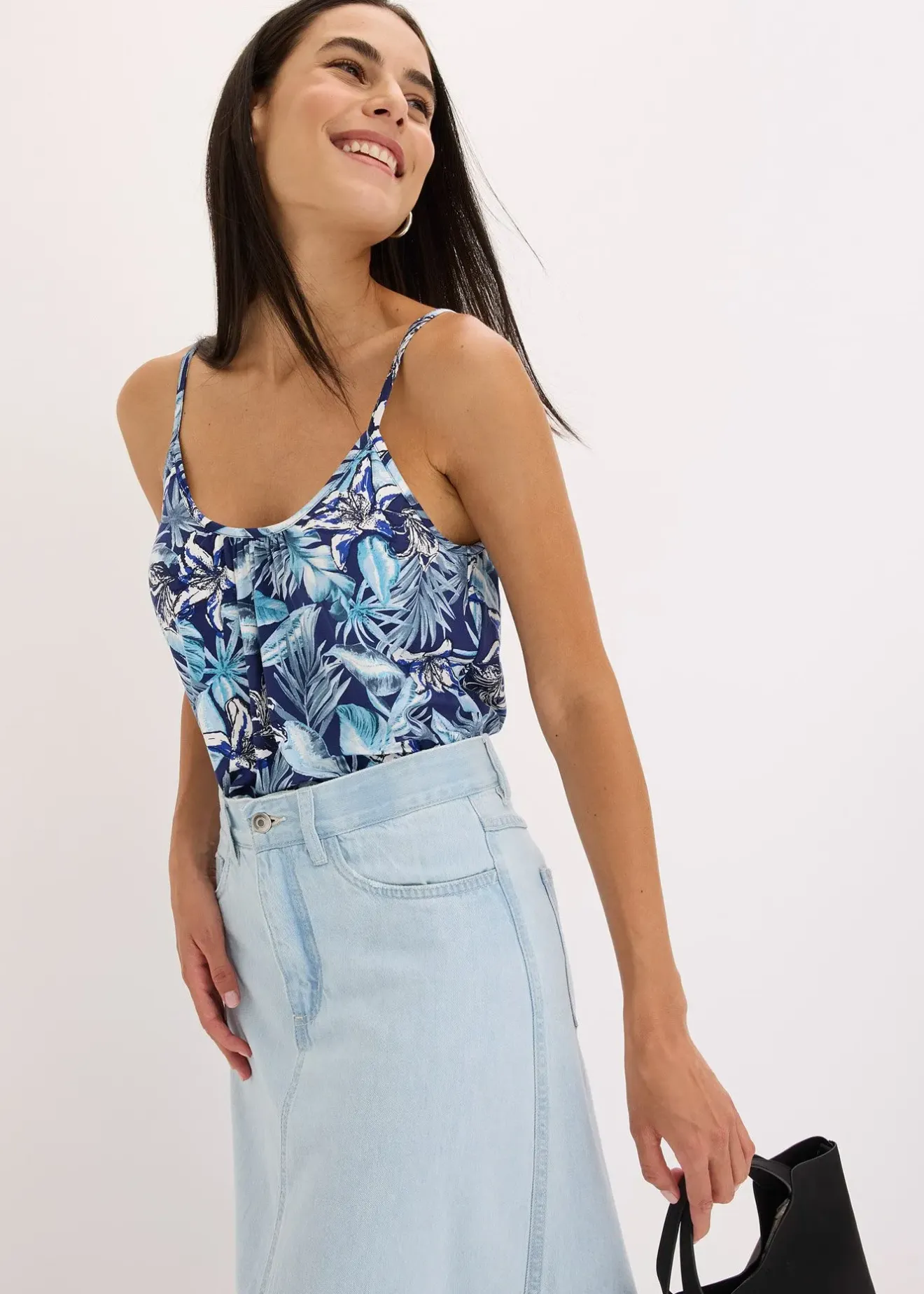 Femme bonprix T-Shirts & Tops|Top à fines bretelles en viscose extensible douce