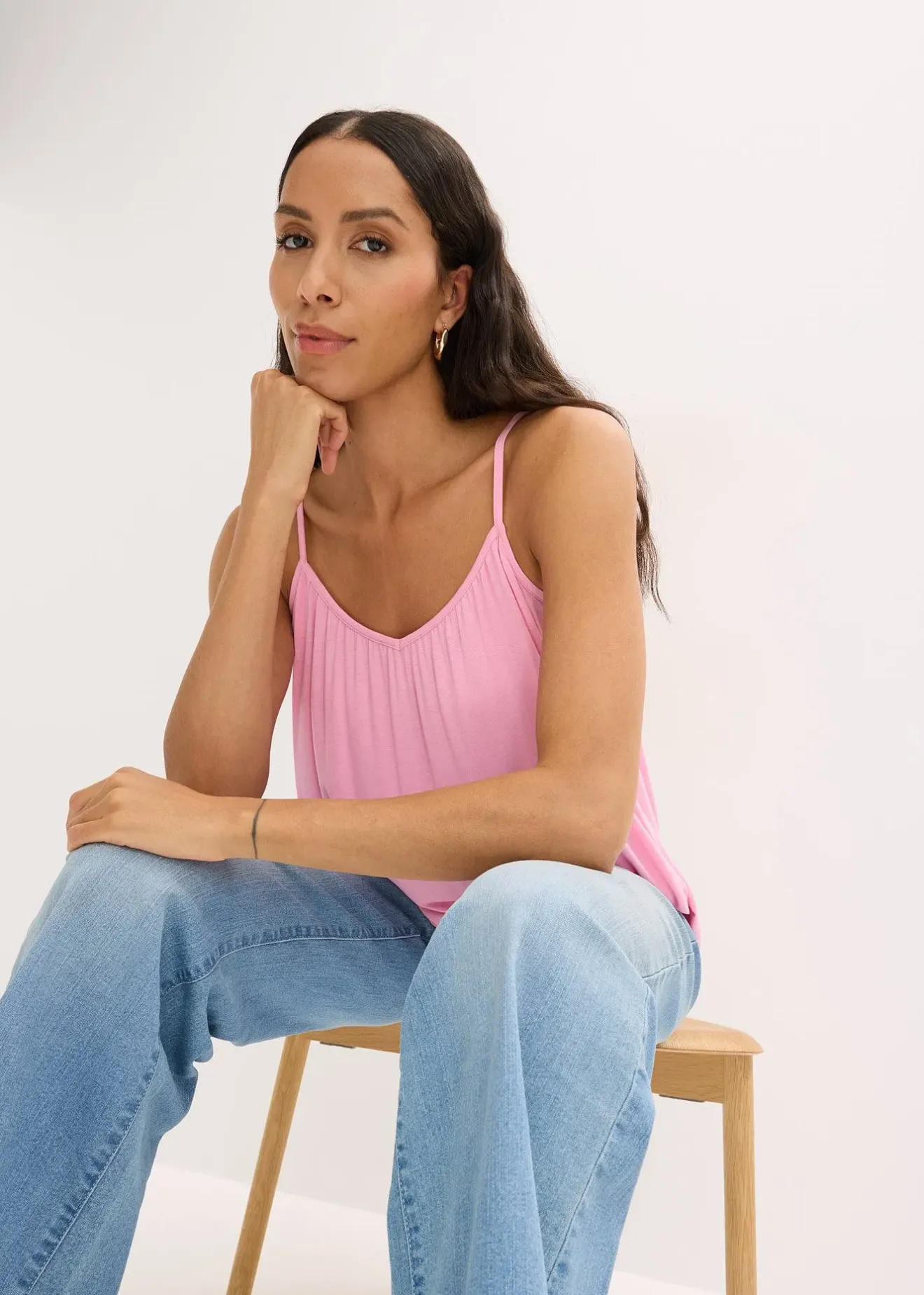 Femme bonprix T-Shirts & Tops|Top à fines bretelles en viscose fluide