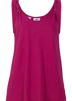 bonprix Top en coton à détails nœuds|Femme T-Shirts & Tops