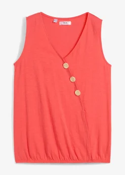 bonprix Top en coton style cache-cœur à base élastiquée|Femme Chemisiers|T-Shirts & Tops