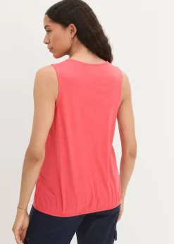 bonprix Top en coton style cache-cœur à base élastiquée|Femme Chemisiers|T-Shirts & Tops