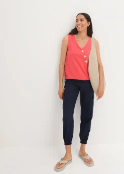 bonprix Top en coton style cache-cœur à base élastiquée|Femme Chemisiers|T-Shirts & Tops