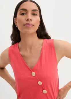 bonprix Top en coton style cache-cœur à base élastiquée|Femme Chemisiers|T-Shirts & Tops