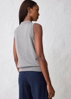 Femme bonprix Maille|Premium|Top en fine maille avec soie et col polo