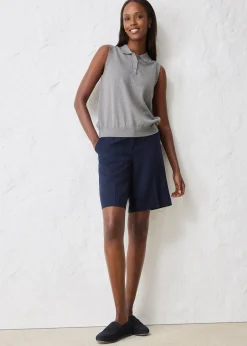 Femme bonprix Maille|Premium|Top en fine maille avec soie et col polo