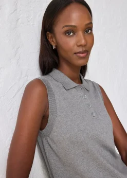 Femme bonprix Maille|Premium|Top en fine maille avec soie et col polo