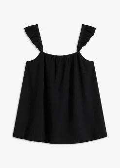 Femme bonprix T-Shirts & Tops|Top en jersey crêpe à bretelles volantées