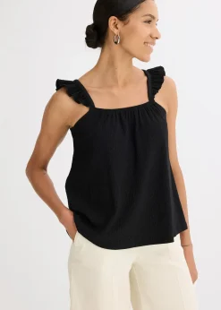 Femme bonprix T-Shirts & Tops|Top en jersey crêpe à bretelles volantées