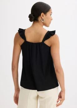 Femme bonprix T-Shirts & Tops|Top en jersey crêpe à bretelles volantées