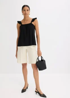 Femme bonprix T-Shirts & Tops|Top en jersey crêpe à bretelles volantées