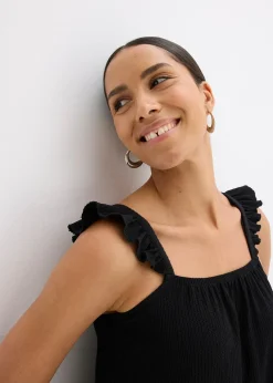 Femme bonprix T-Shirts & Tops|Top en jersey crêpe à bretelles volantées