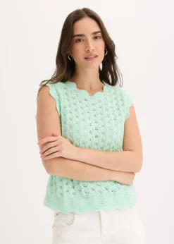 bonprix Top en maille 100% coton|Femme Maille|T-Shirts & Tops
