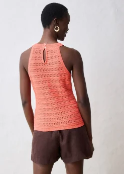 bonprix Top en maille ajourée avec lin|Femme Maille|Premium