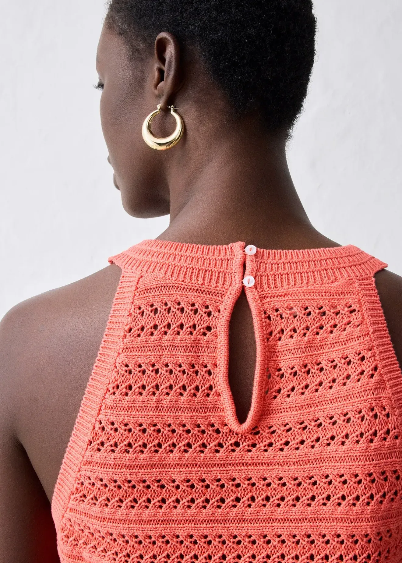 bonprix Top en maille ajourée avec lin|Femme Maille|Premium