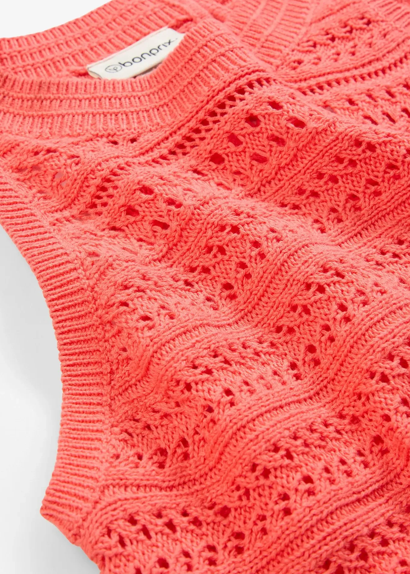 bonprix Top en maille ajourée avec lin|Femme Maille|Premium