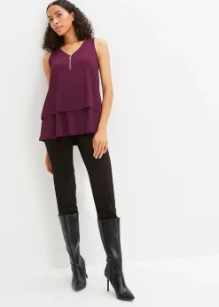 Femme bonprix Chemisiers|T-Shirts & Tops|Top en viscose à encolure zippée