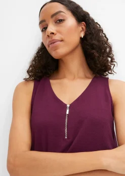 Femme bonprix Chemisiers|T-Shirts & Tops|Top en viscose à encolure zippée