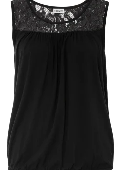 Femme bonprix T-Shirts & Tops|Top en viscose extensible et dentelle