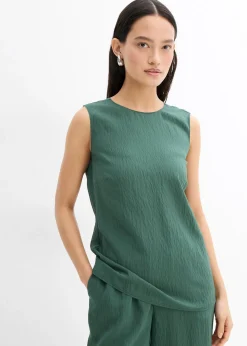 Femme bonprix Deux Pièces & Ensembles|Chemisiers|Top en viscose mélangée, effet froissé