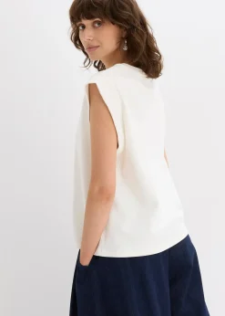 Femme bonprix T-Shirts & Tops|Top oversize avec mancherons en bord-côte