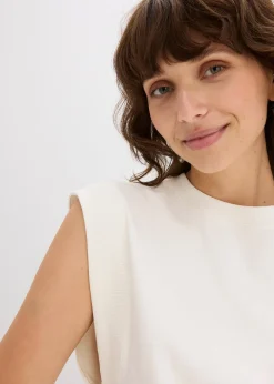 Femme bonprix T-Shirts & Tops|Top oversize avec mancherons en bord-côte