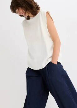 Femme bonprix T-Shirts & Tops|Top oversize avec mancherons en bord-côte
