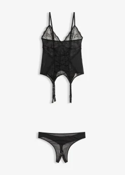 bonprix Top porte-jarretelles et string ouvert (ens. 2 pces)|Femme Guêpières & Déshabillés|Dessous