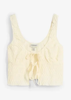 bonprix Top texturé à nouettes|Femme T-Shirts & Tops