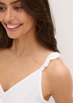 bonprix Top volanté à fines bretelles|Femme T-Shirts & Tops