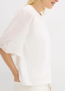 bonprix T-shirt à broderie anglaise|Femme T-Shirts & Tops