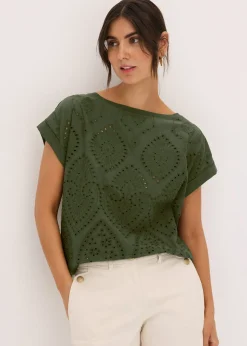 Femme bonprix T-Shirts & Tops|T-shirt à broderies anglaises