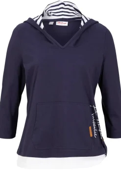 Femme bonprix T-Shirts & Tops|T-shirt à capuche, manches 3/4, 100% coton