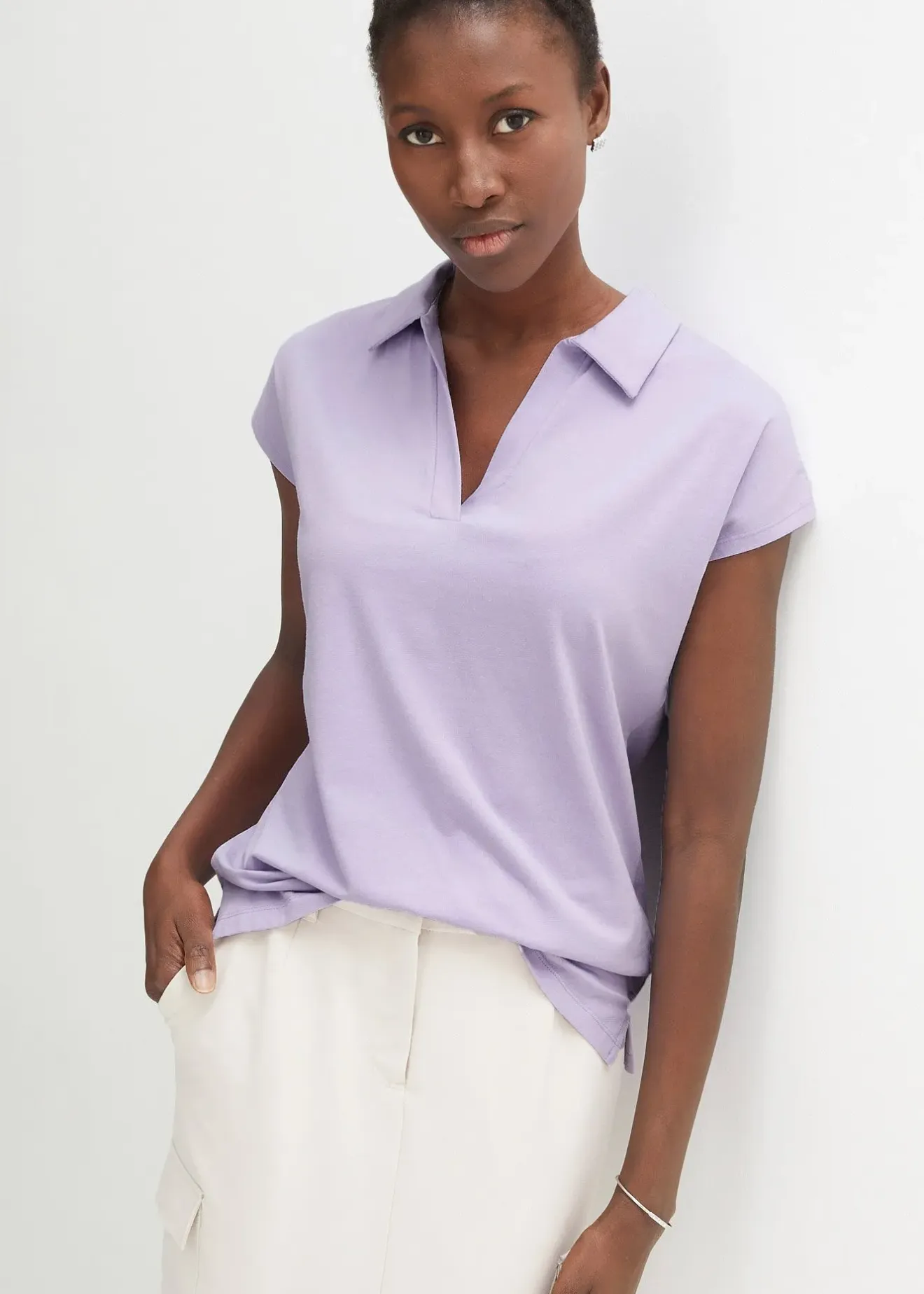 Femme bonprix T-Shirts & Tops|T-shirt à col polo ouvert