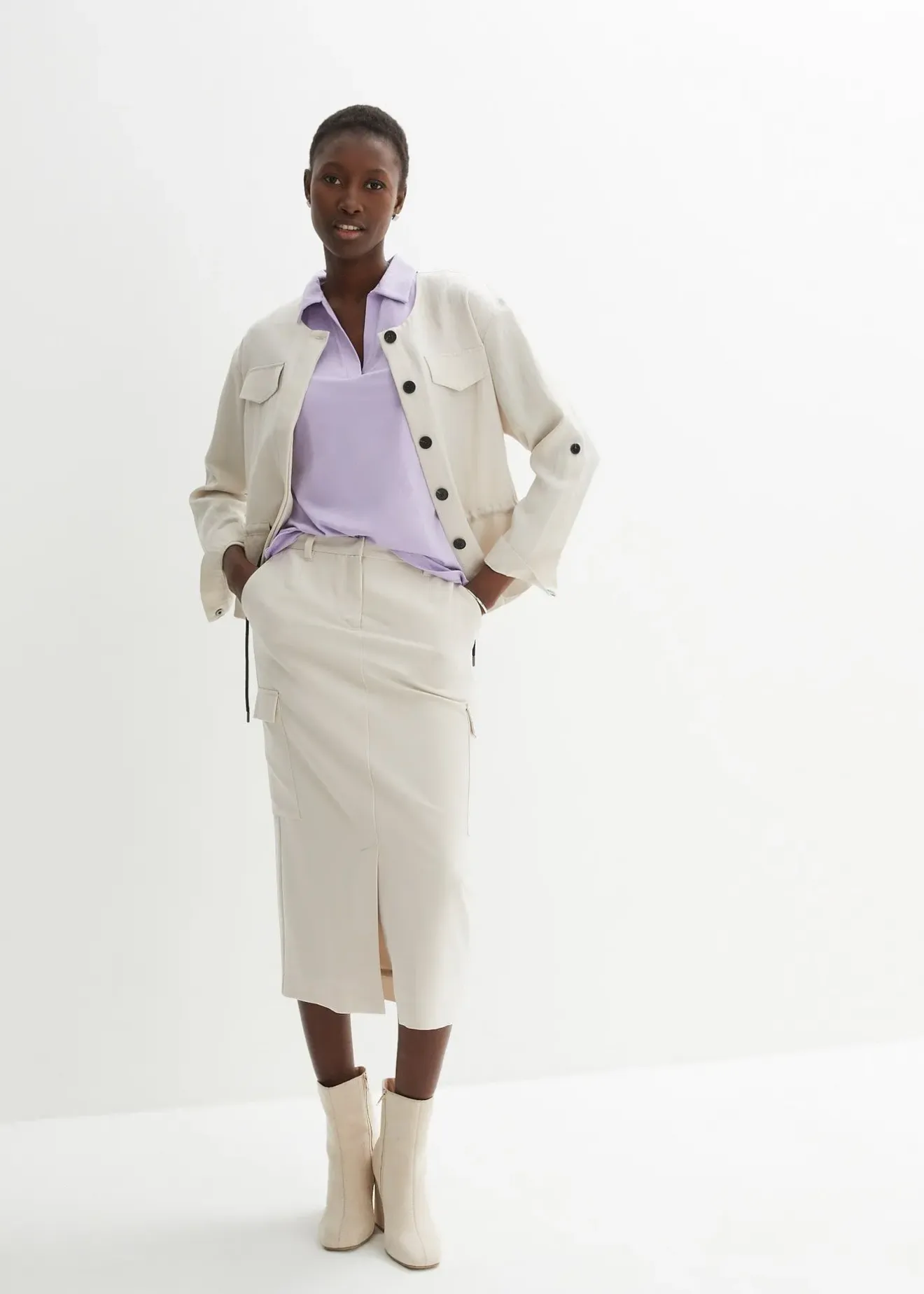 Femme bonprix T-Shirts & Tops|T-shirt à col polo ouvert