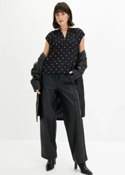 bonprix T-shirt à col tunisien en viscose mélangée|Femme T-Shirts & Tops