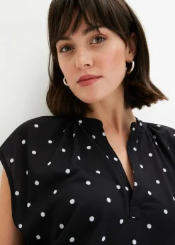 bonprix T-shirt à col tunisien en viscose mélangée|Femme T-Shirts & Tops