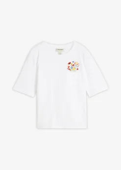 Femme bonprix T-Shirts & Tops|T-shirt 100% coton avec broderie