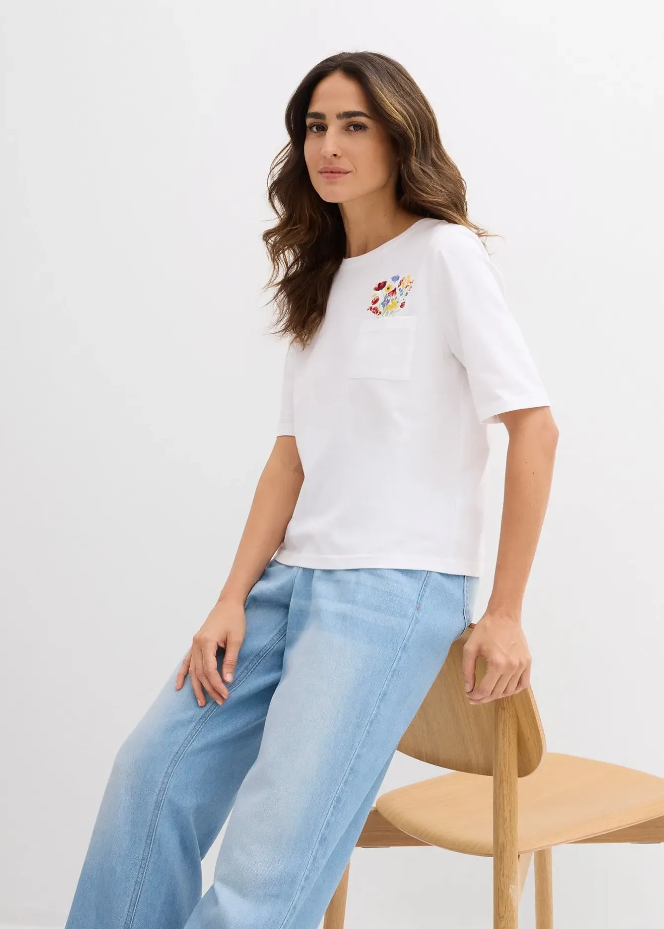 Femme bonprix T-Shirts & Tops|T-shirt 100% coton avec broderie