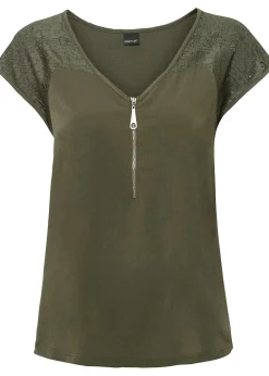 Femme bonprix T-Shirts & Tops|T-shirt à empiècement dentelle