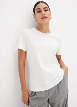 bonprix T-shirt à finitions en maille et fil brillant|Femme T-Shirts & Tops