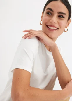 bonprix T-shirt à finitions en maille et fil brillant|Femme T-Shirts & Tops