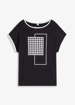 Femme bonprix T-Shirts & Tops|T-shirt à imprimé placé et passepoil contrastant