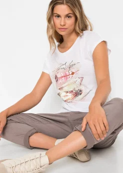 bonprix T-shirt à imprimé plume|Femme T-Shirts & Tops