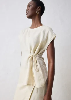 bonprix T-shirt 100% lin à finitions tissées|Femme Premium|T-Shirts & Tops