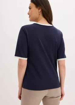 bonprix T-shirt à liserés en dentelle|Femme T-Shirts & Tops