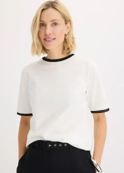 bonprix T-shirt à liserés en dentelle|Femme T-Shirts & Tops