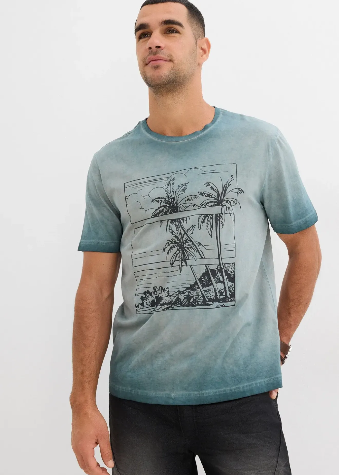 bonprix T-shirt aspect délavé en coton|Homme T-Shirts & Polos
