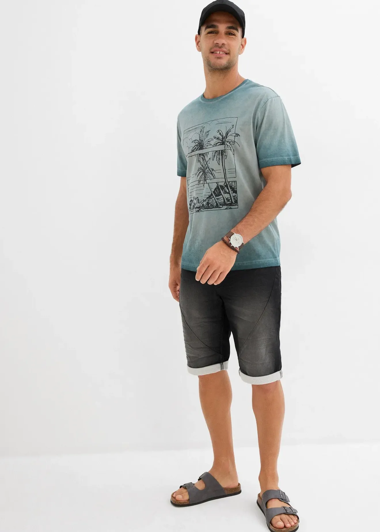 bonprix T-shirt aspect délavé en coton|Homme T-Shirts & Polos