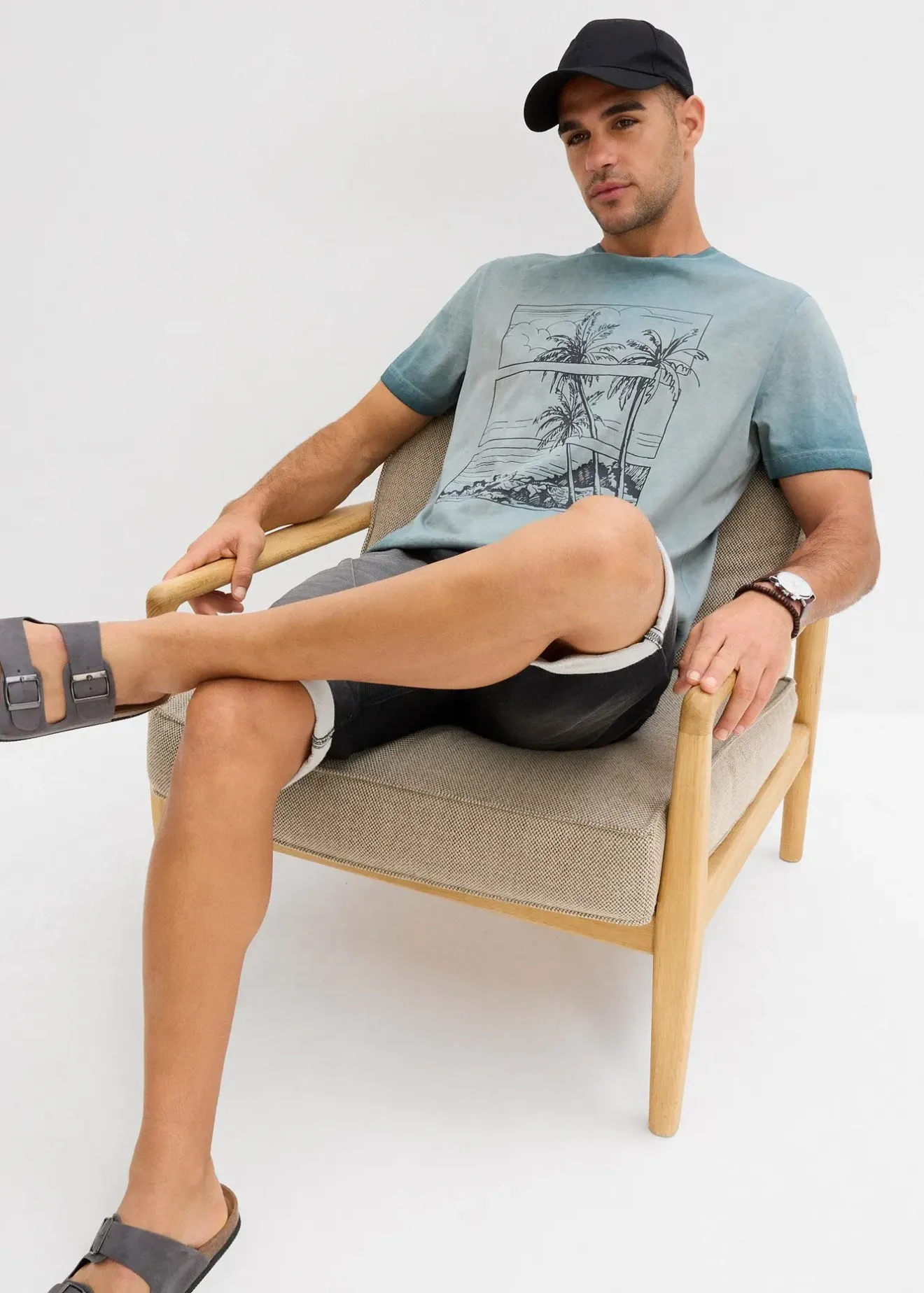 bonprix T-shirt aspect délavé en coton|Homme T-Shirts & Polos